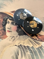 23mm Japanese ヴィンテージボタン ブラック/グレー×ゴールド/シルバー ストーン 樹脂ボタン 高級 アクセサリーパーツ 装飾材