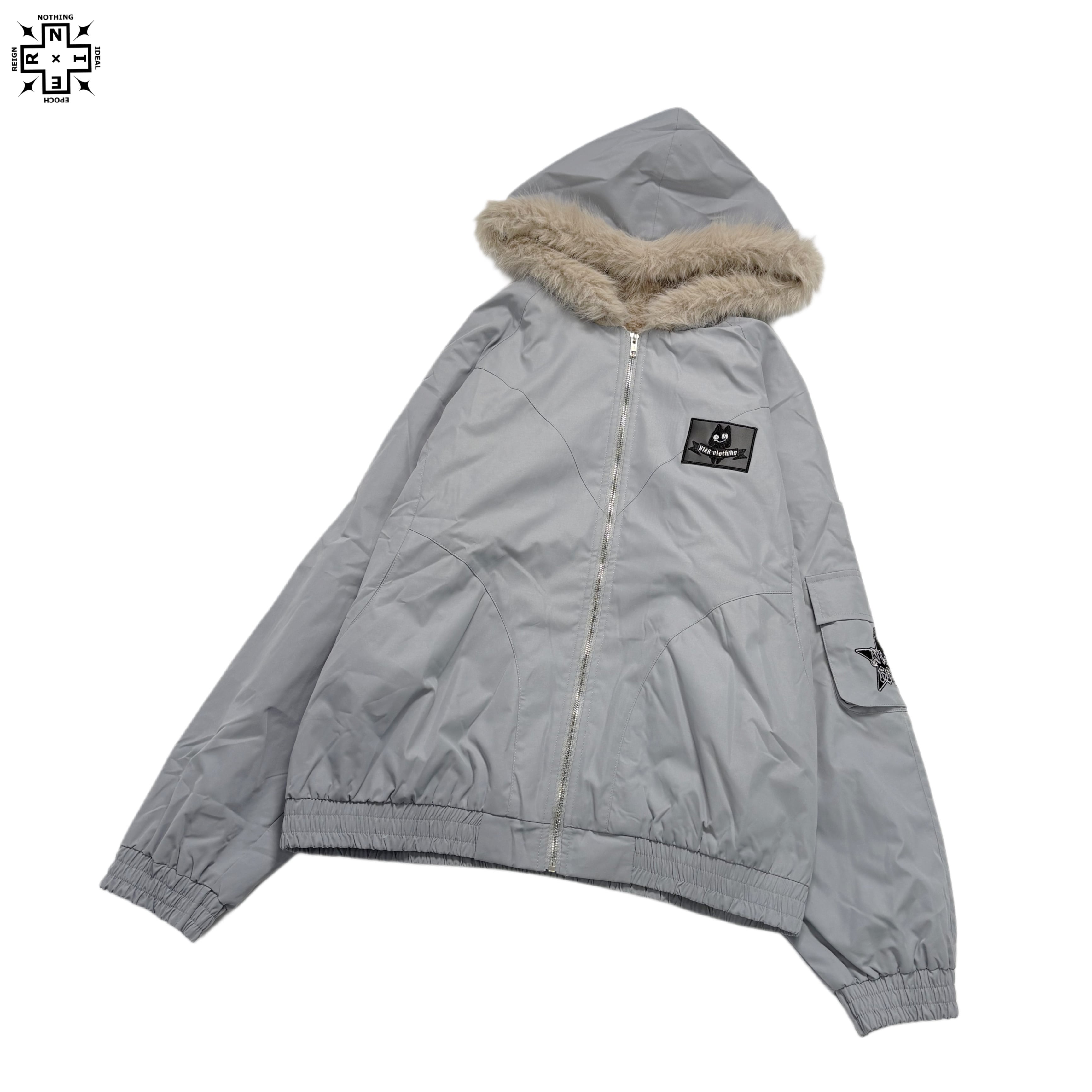 超防寒!!UNISEXファーフード中綿入りアウター【GRAY】 | NIER CLOTHING