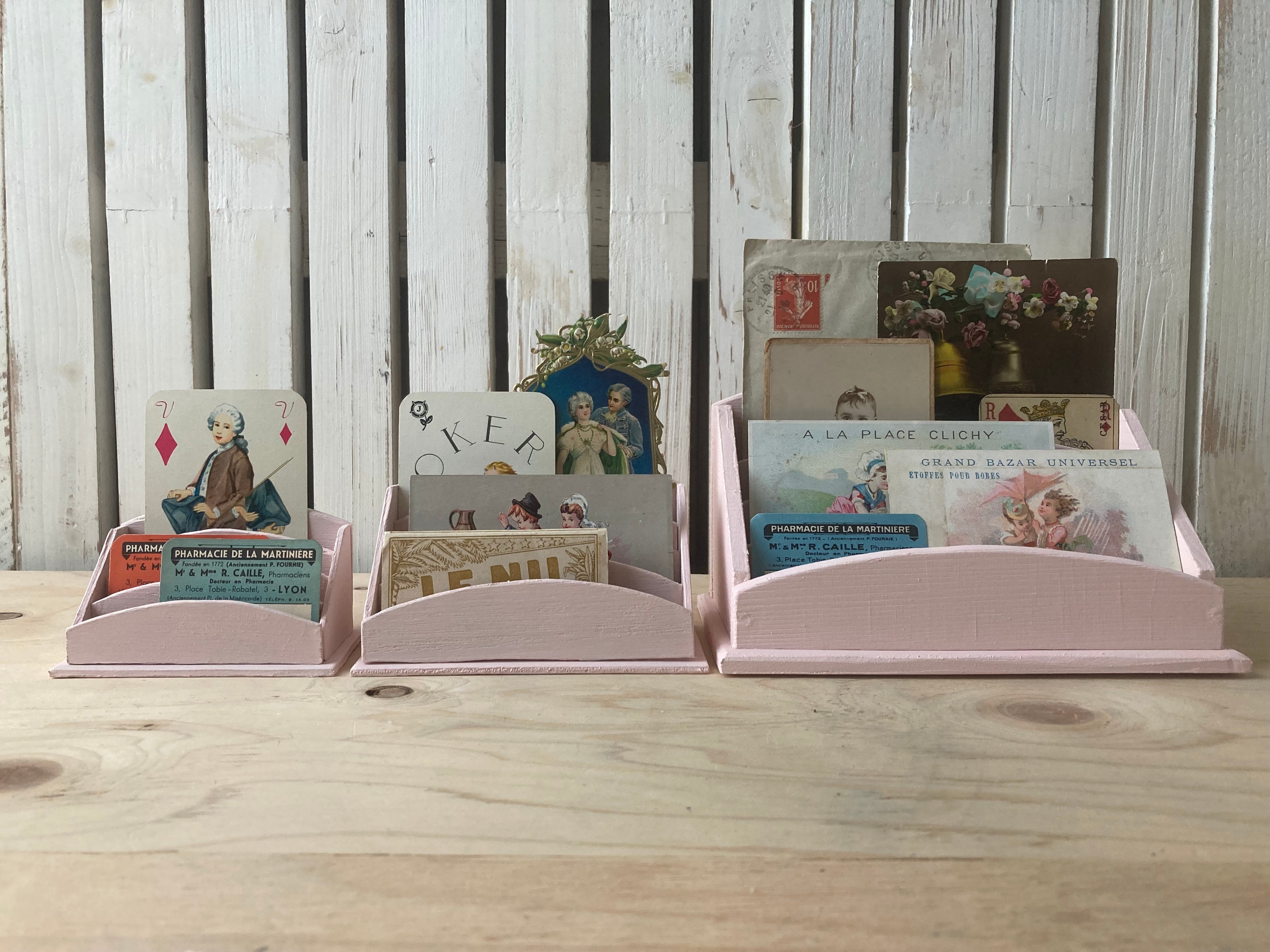 フランス レターラック 1/4サイズ ハンドメイド カードホルダー ピンク