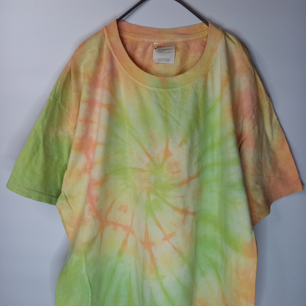 ヘインズ　クルーネック　ダイダイTシャツ　ヘビーウェイト　オーバーサイズ　L