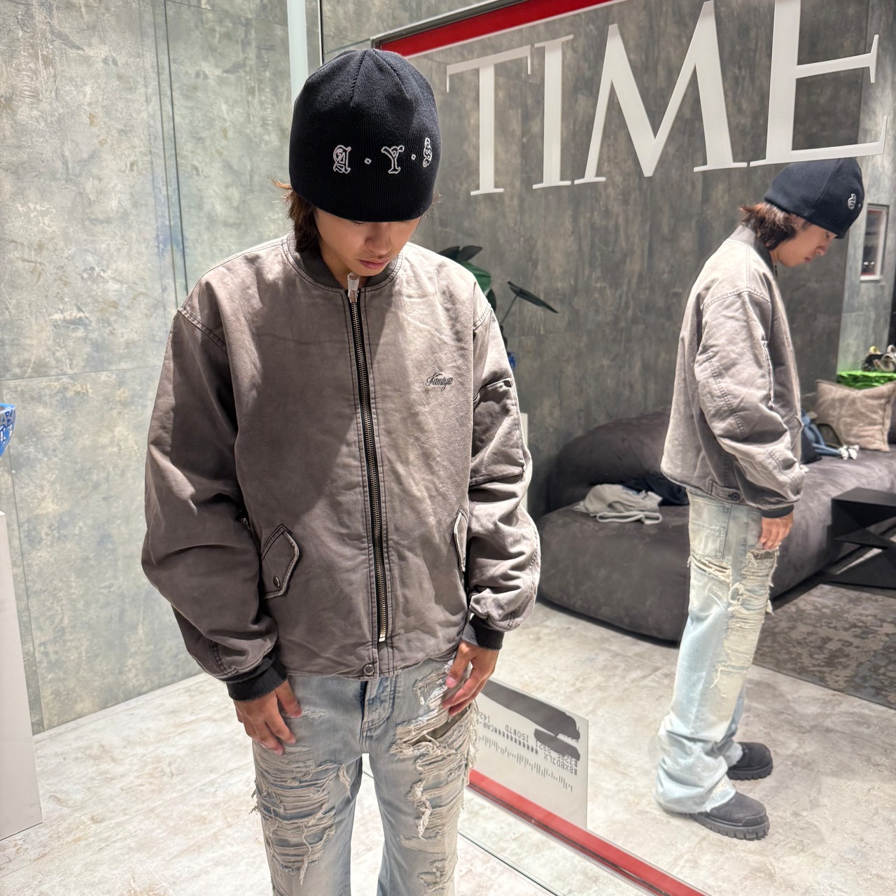 【KAMIYA】Embroidered Heavy Sun-Faded Flight Jacke - 13