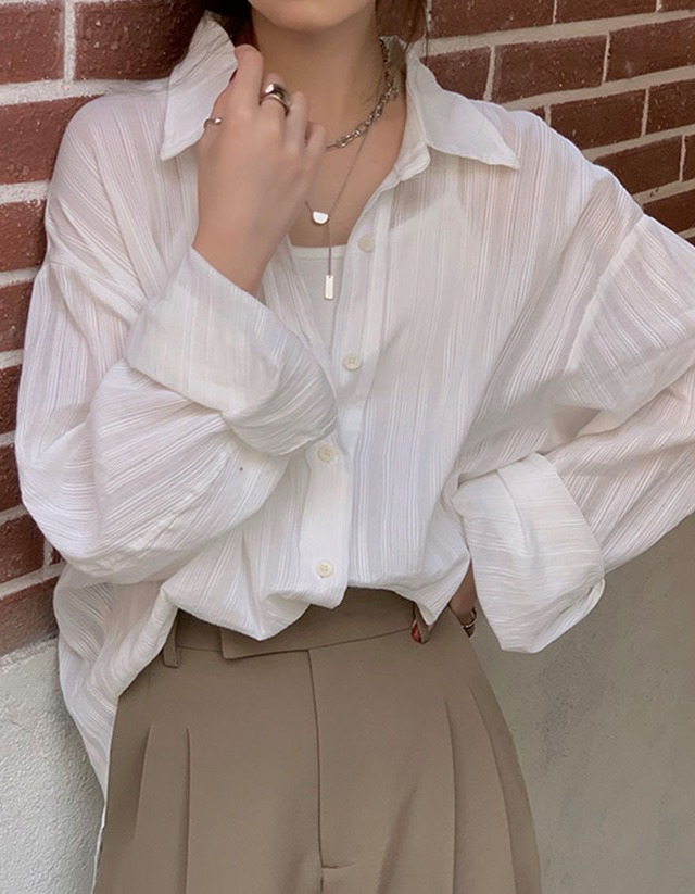 sheer stripe shirt (white)