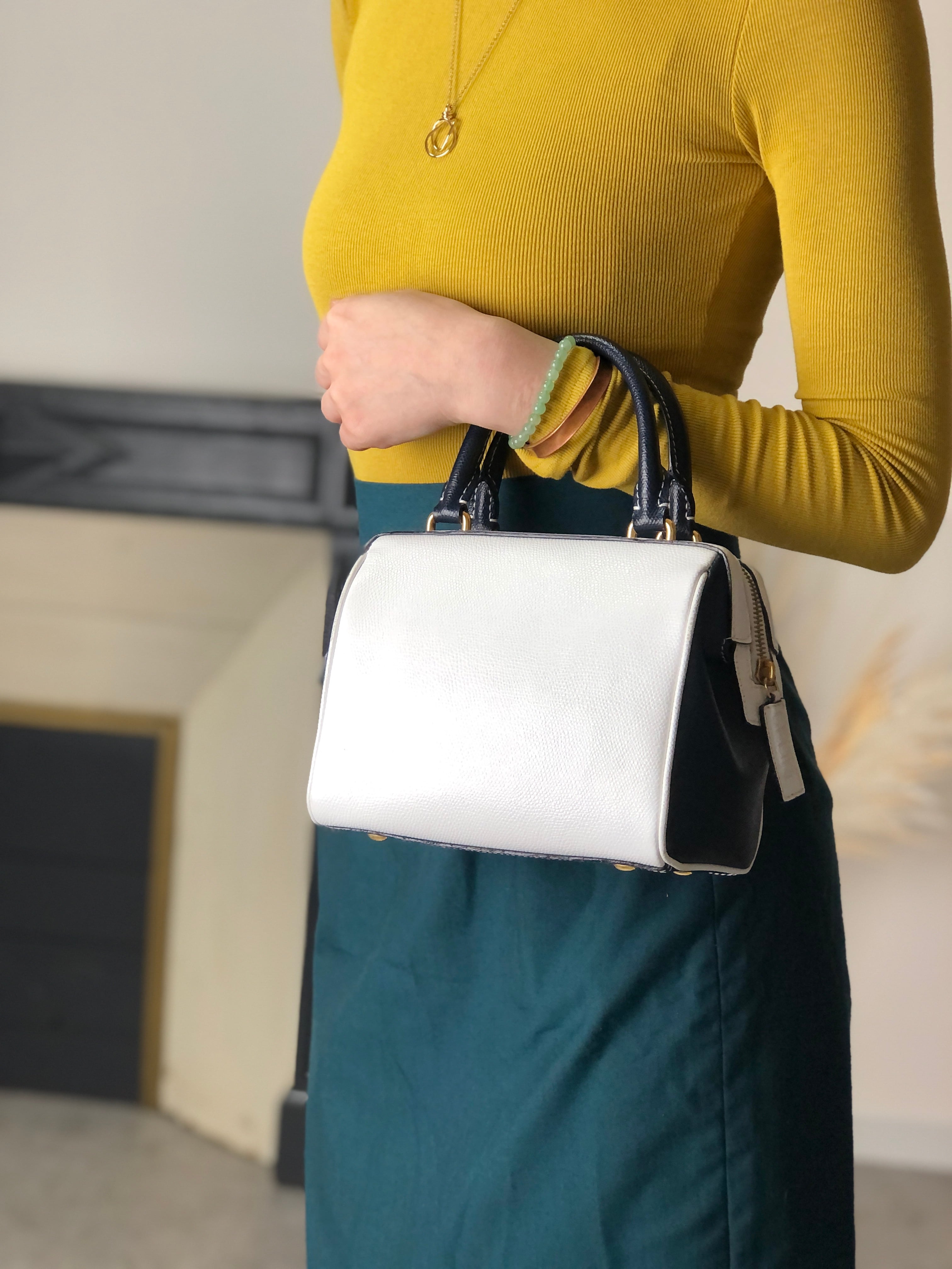 CELINE セリーヌ ショルダーバッグ ホワイト ネイビー バイカラー