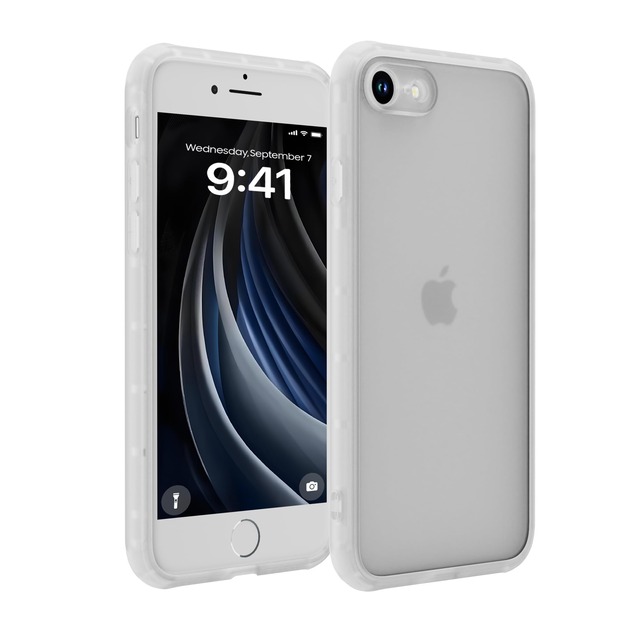 CAKUPAJC 対応 iPhone SE2/SE3/7/8 ケース 米軍MIL規格 耐衝撃 半透明 PC+TPU 4.7インチ ホワイト