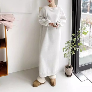 Warm fleece-lined hooded maxi dress (SN266)