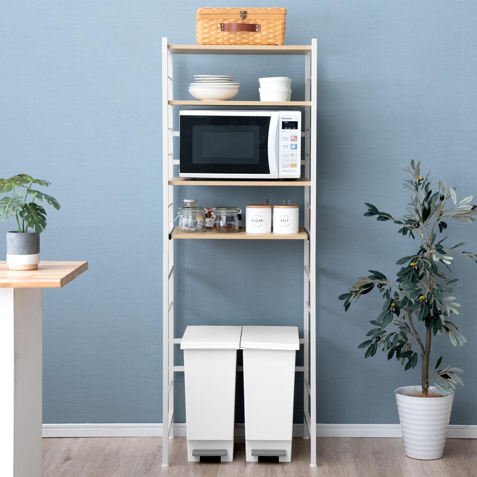 Lycka land スリム キッチンラック 食器棚 隙間タイプ レンジ台 レンジ