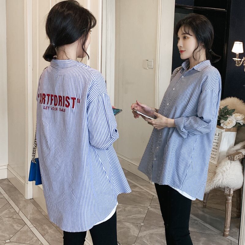 【新作】【送料無料】 妊娠中の女性のシャツミドル丈の春と秋のシャツビジネスドレス綿の服妊娠中の母親のトップスマタニティ服Spr コットン スプリング 春物 オータム 秋物 AL expec348396779518