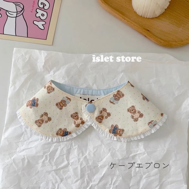 teddy bearフリルエプロン 猫 付け襟 すたい ケープ