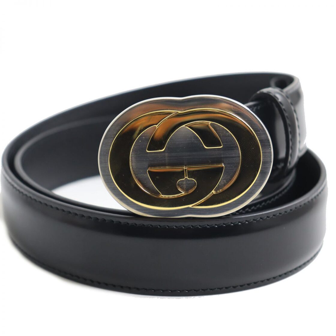 極美品○GUCCI グッチ 598092 インターロッキングG シルバー×ゴールド 