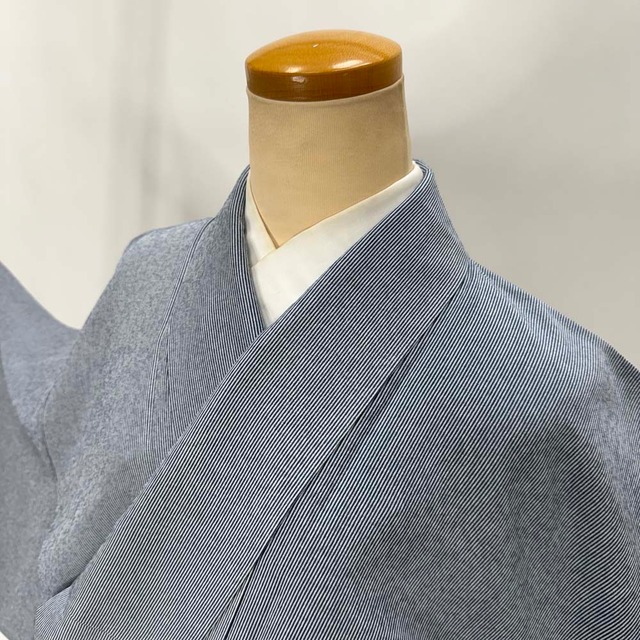 小紋 単衣 洗える着物 裄65.4cm 身丈160.7cm 花柄 お洒落着 普段着 ポリエステル 白 黒 美品 M サイズ 4600