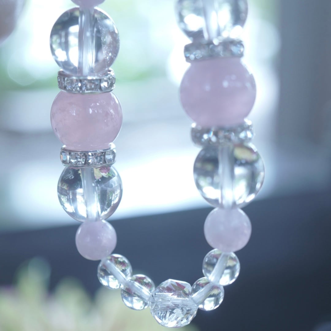《ただただ愛の人になる》ローズクォーツ&クリアクォーツのブレスレット