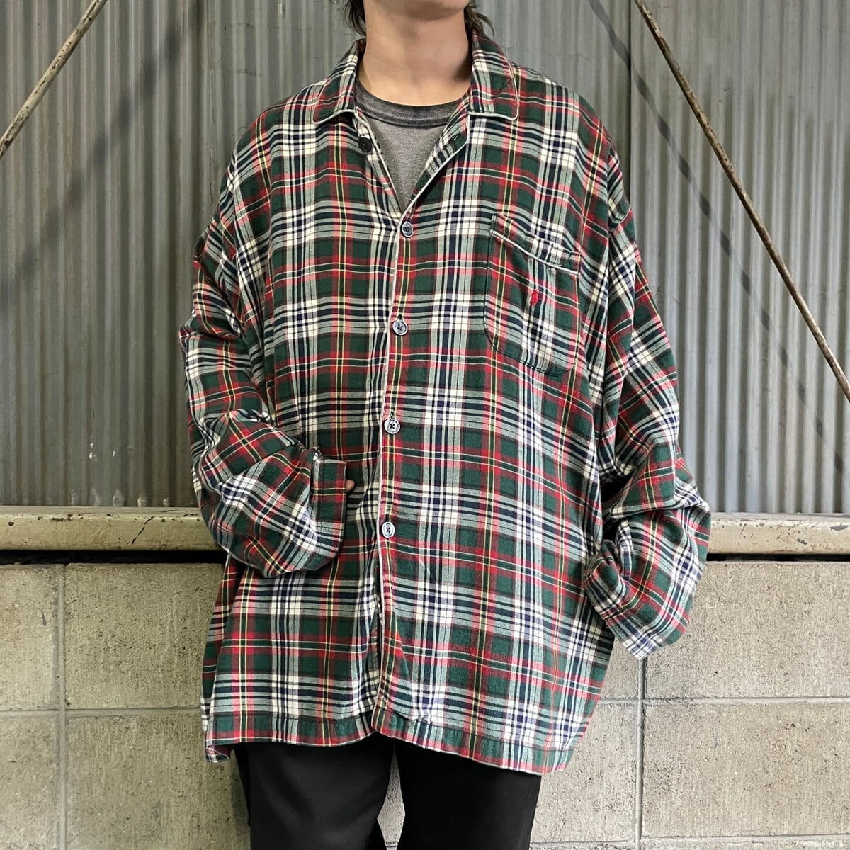 90年代 Polo by Ralph Lauren SLEEPWEAR チェック柄 パジャマシャツ 