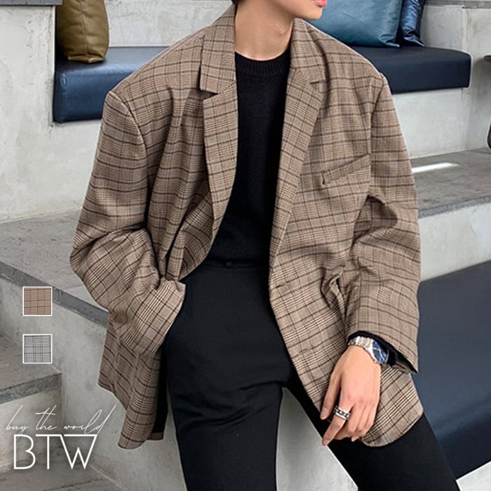 韓国メンズファッション】チェック柄コットンジャケット シック きれい  