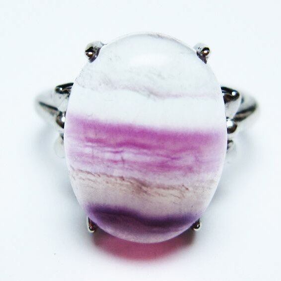 フローライト リング 蛍石 指輪 フリーサイズ 17号 一点物 メール便可 [M便 1/20] 115-7037