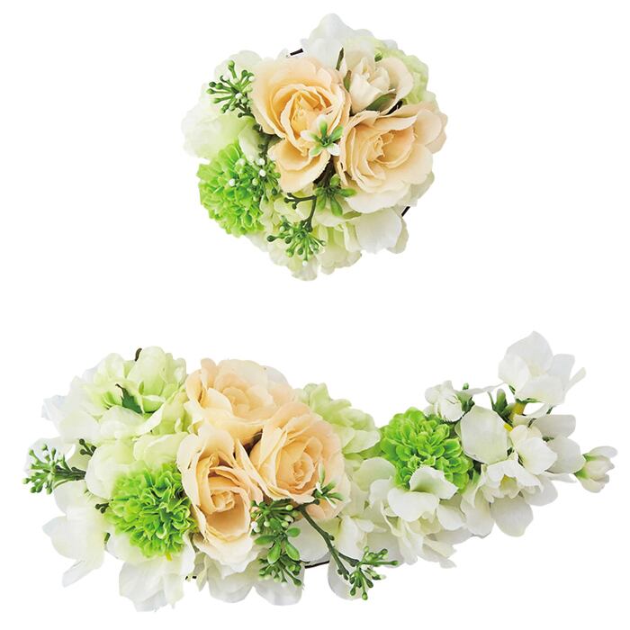 ホワイト グリーン アレンジメント 12個セット 造花 装花 結婚式