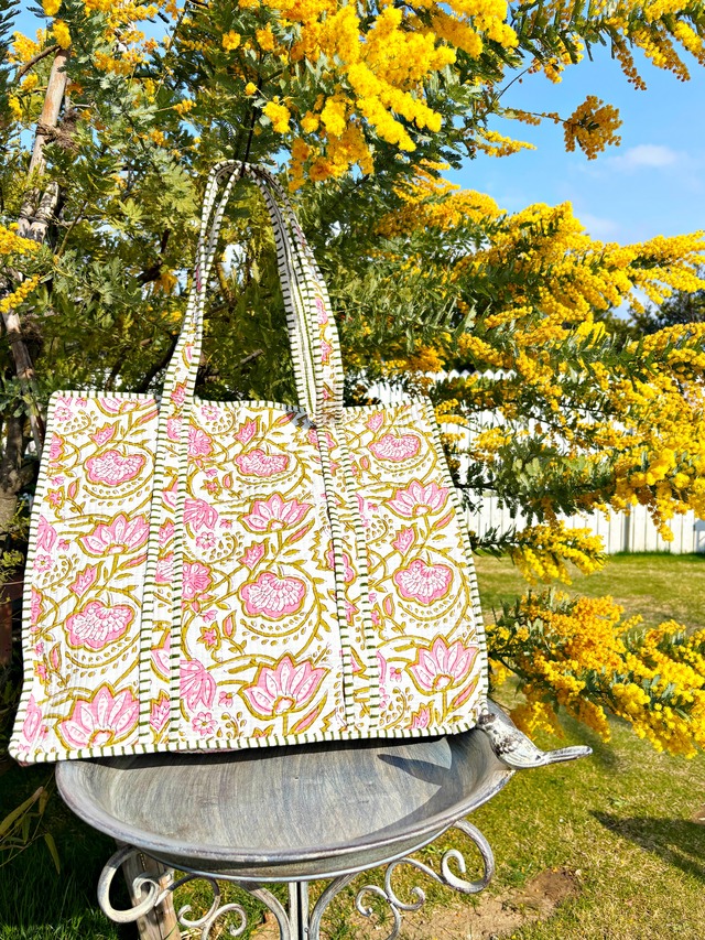 《Botanical Tote Bags ④》Pink Flower（外ポケット無し）