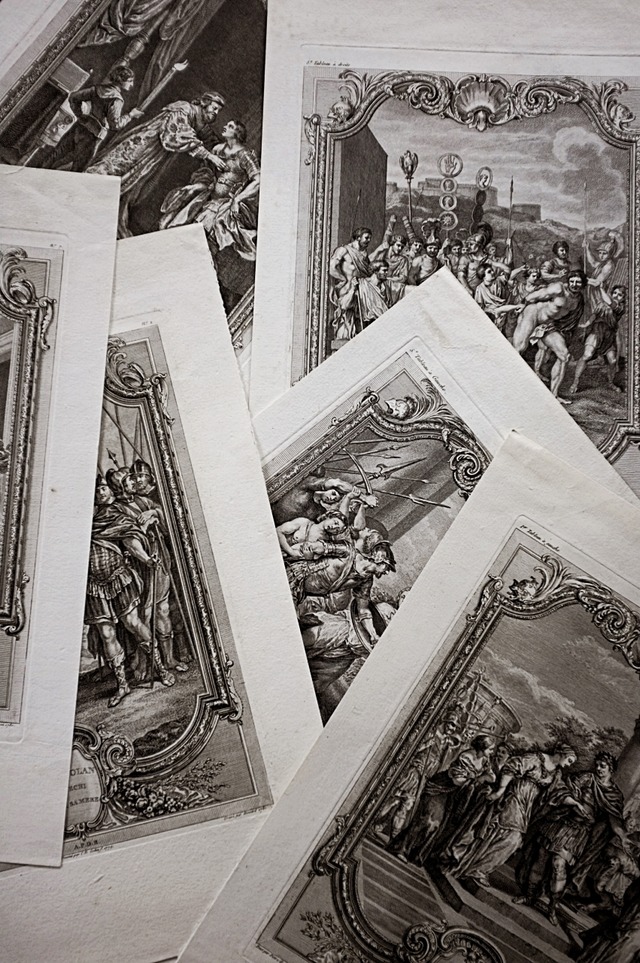 1780s フランス 31c 繊細な歴史的銅版画 図版 カルナヴァル博物館所蔵 アンティーク