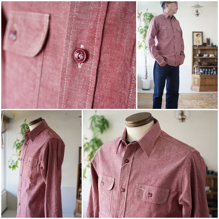 SUGARCANE シュガーケーン レッドシャンブレーシャツ シャンブレー