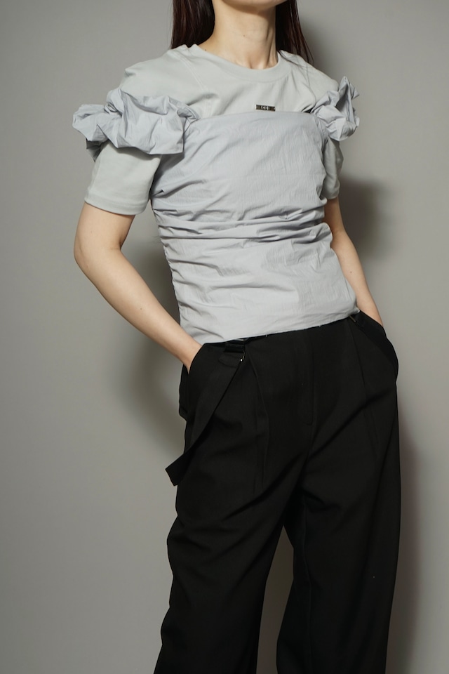 GATHER SHOULDER TOPS  (GRAY) 2404-83-705