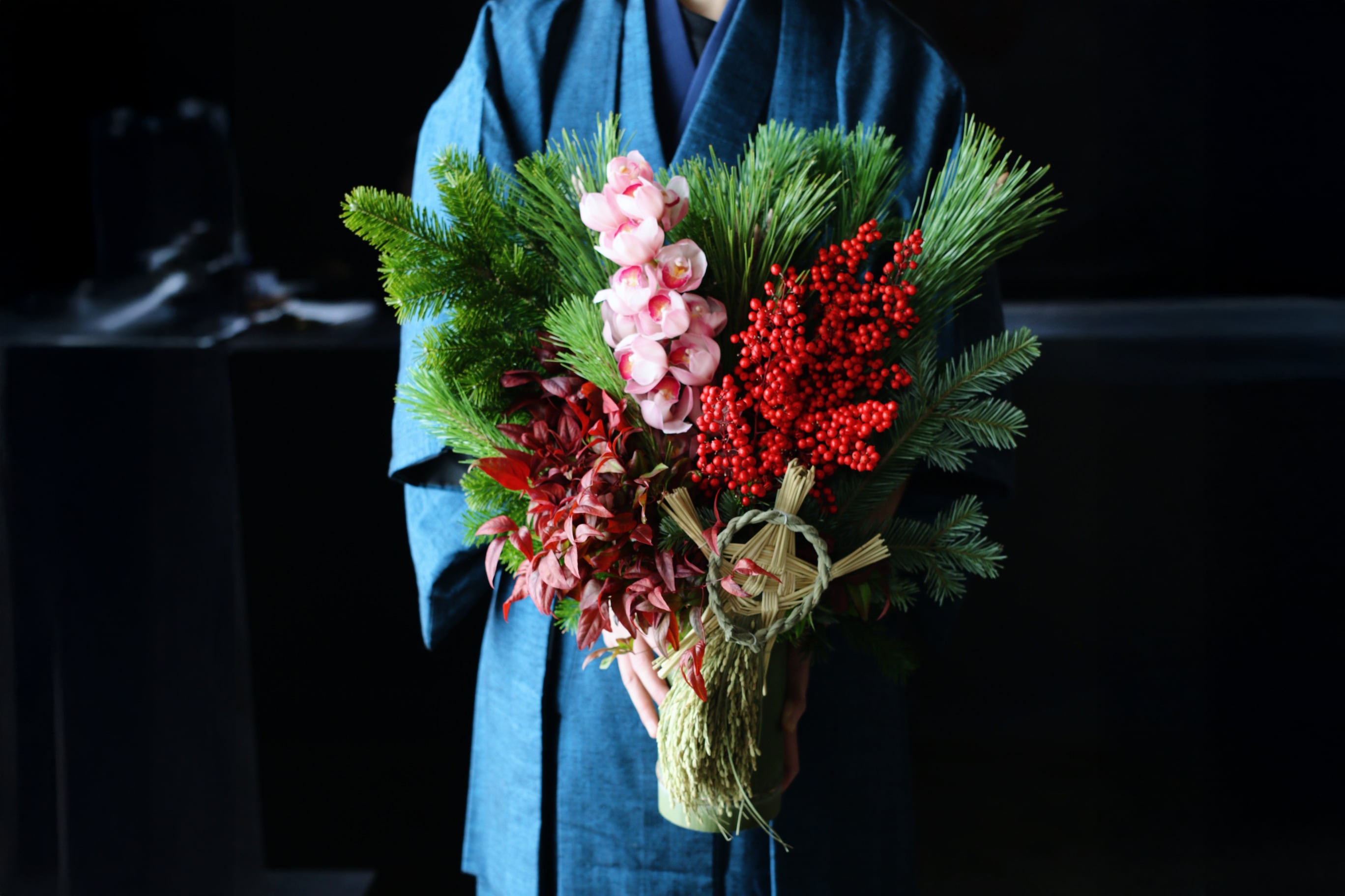 【12/12 販売開始予定】正月用アレンジメント|L 稲穂亀・蘭(札幌市内限定)