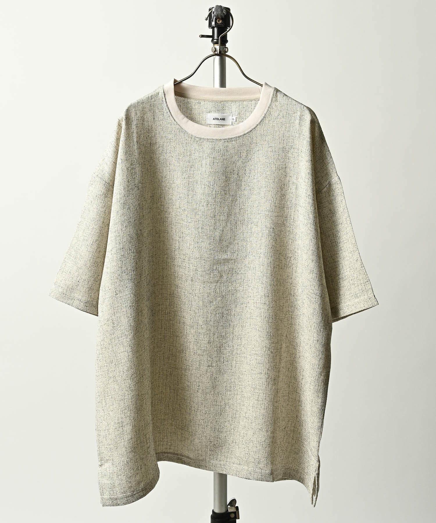 ATELANE Summer tweed short-sleeved crew neck T-shirt (WHT) 26A-15011