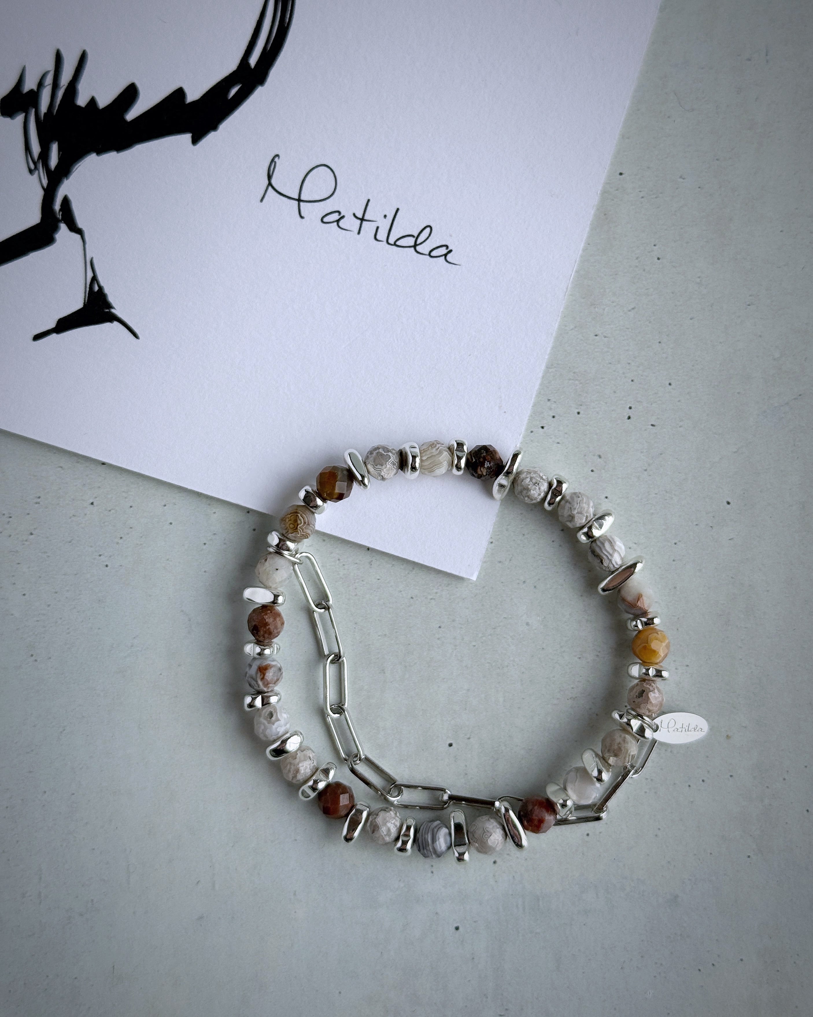 Chain & stone bracelet(ラグナレースアゲート)