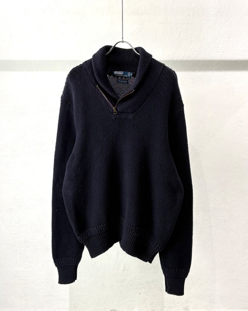 90s Ralph Lauren Half-Zip Shawl Collar Cotton Knit