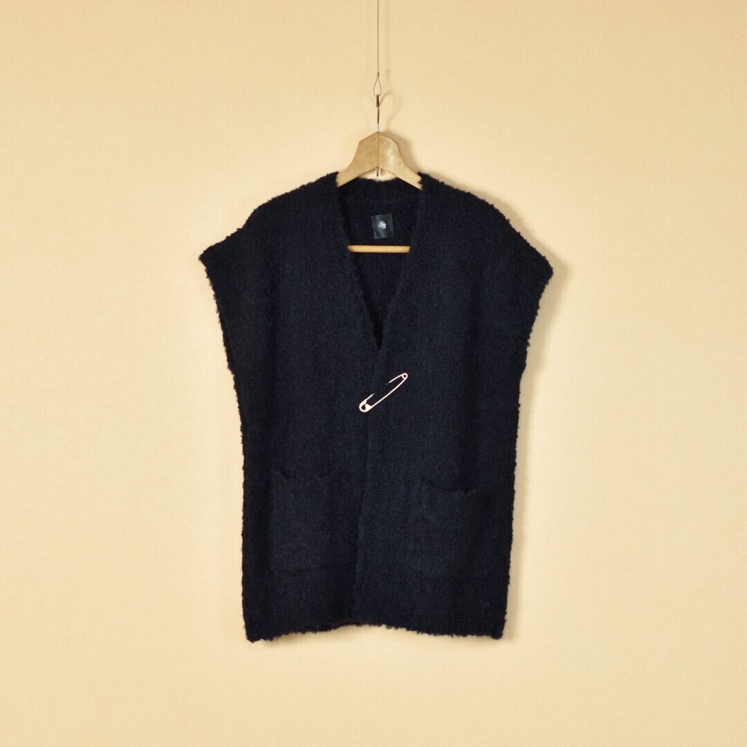 maison de soil メゾンドソイル ブークレVネックベスト・3900 ダークネイビー