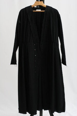 【GUPTIHA】Sobakasu Khadi Millefeuille Collar Dress / D.Navy(63209-096)