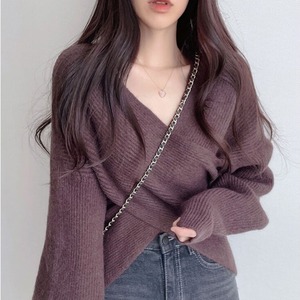 トップス ニットソー プルオーバー ミディアム丈 袖あり 長袖 ボリューム袖 ドロップショルダー Vネック カシュクール 厚手 大人可愛い きれいめ シンプル カジュアル 大人 上品 お洒落 大人女子 こなれ感 ラフ ガーリー ルーズ セクシー 主役級 抜け感 無地 春 秋 冬 20代 30代 40代 ママ 通勤 学生 通学 デート お出かけ 女子会 休日 旅行 着回し 普段使い 重ね着 楽ちん 暖かい モテ 体系カバー 定番 トレンド ワンサイズ ブラウン ブラック ブルー オフホワイト グレー カーキ