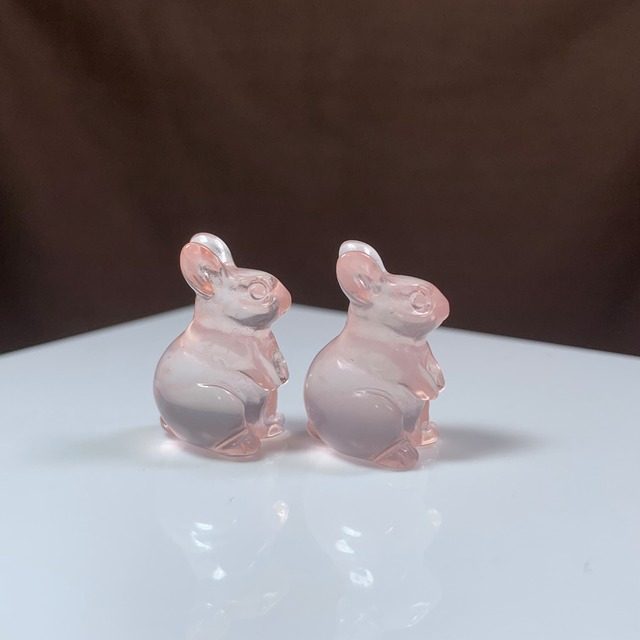 5.超透明☆モザンビーク産ローズクォーツ・うさぎさん