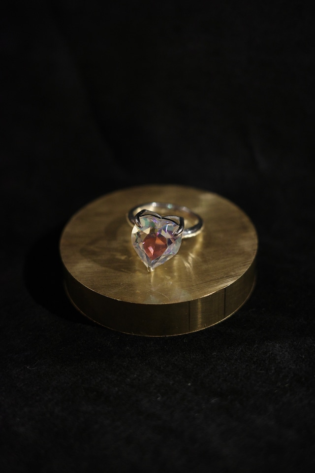 AYNiL jujuwelry 【VTG swarovski heart 3D bed ring -Clear-】