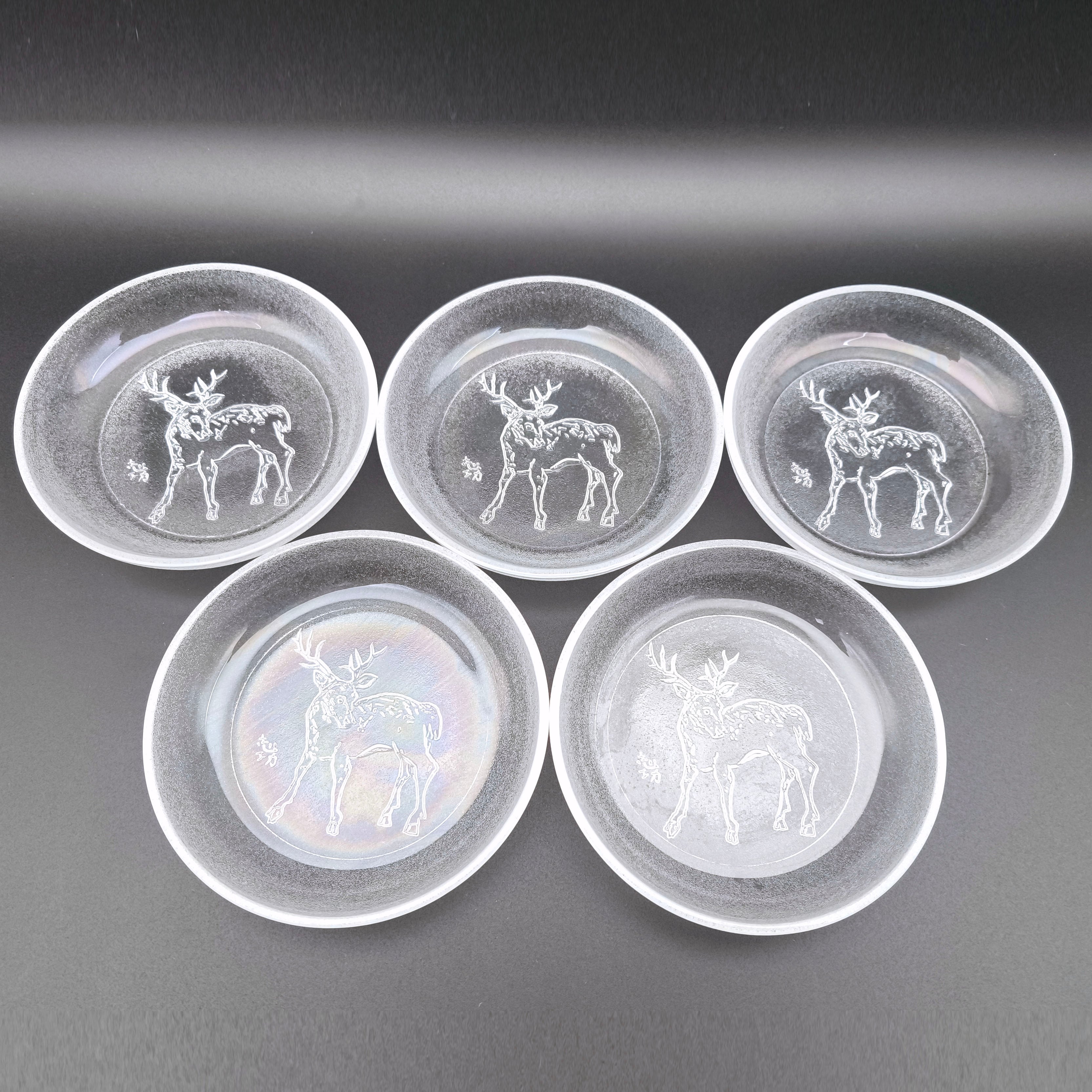 棟方志功・白鹿・ガラス小皿・10枚セット・No.250625-30・梱包サイズ60