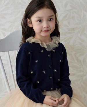 Gold ribbon nivy knit cardigan