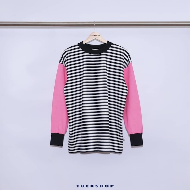 BORDER LONG SLEEVE CUT SEW （PINK）