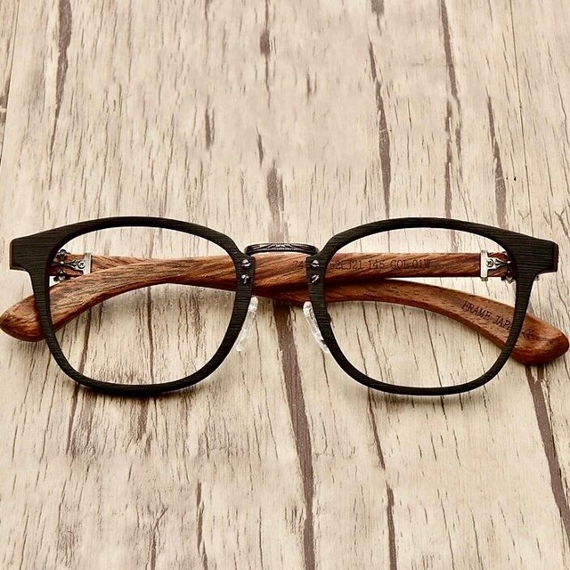 【TR0284】Wooden Frame Wellington Glasses（木製テンプルのウェリントンメガネ）