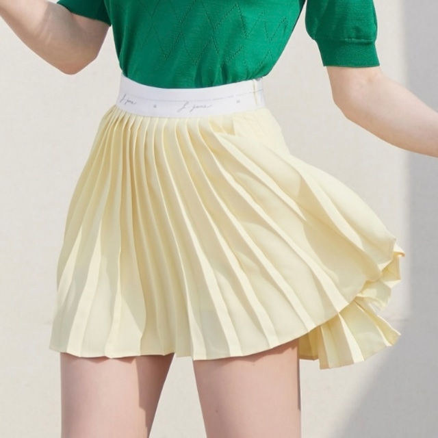Unbalanced Chiffon Pleats Skirt（Lemon）