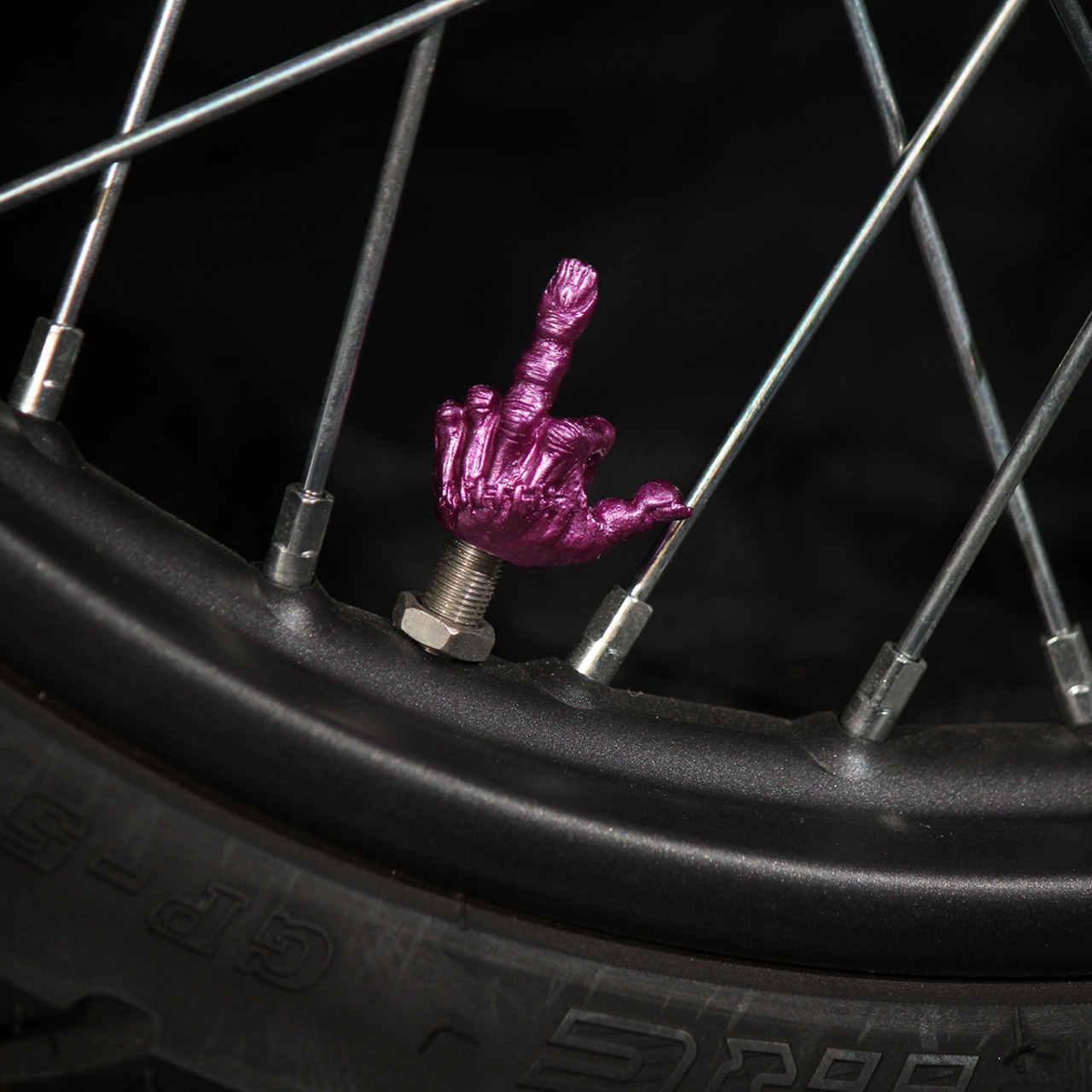 FXXK! HANDSIGN VALVE CAP /メタリックパープル