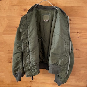 【Alpha Industries】80s USA製 旧タグ MA-1 レプリカ フライトジャケット ブルゾン ミリタリー IDEAL ZIP Lサイズ us古着