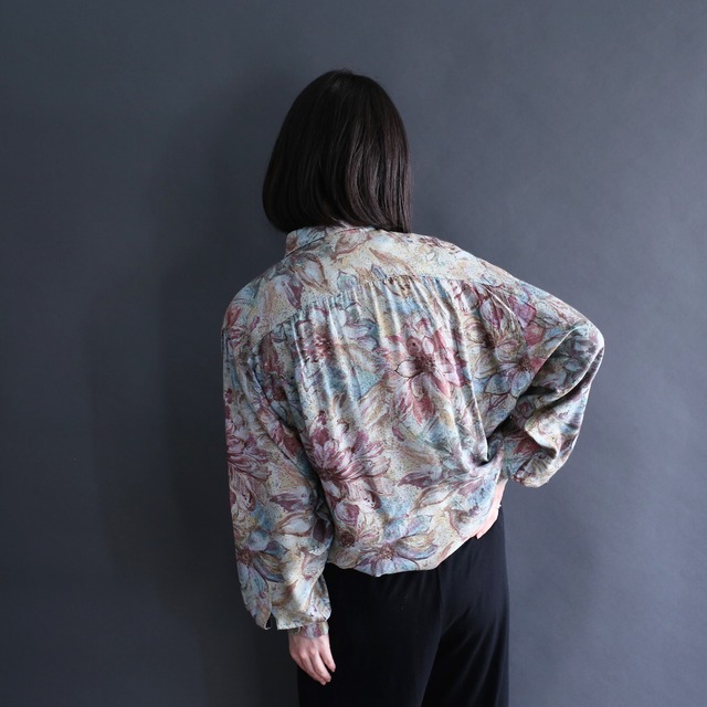 noise flower art pattern l/s rayon shirt