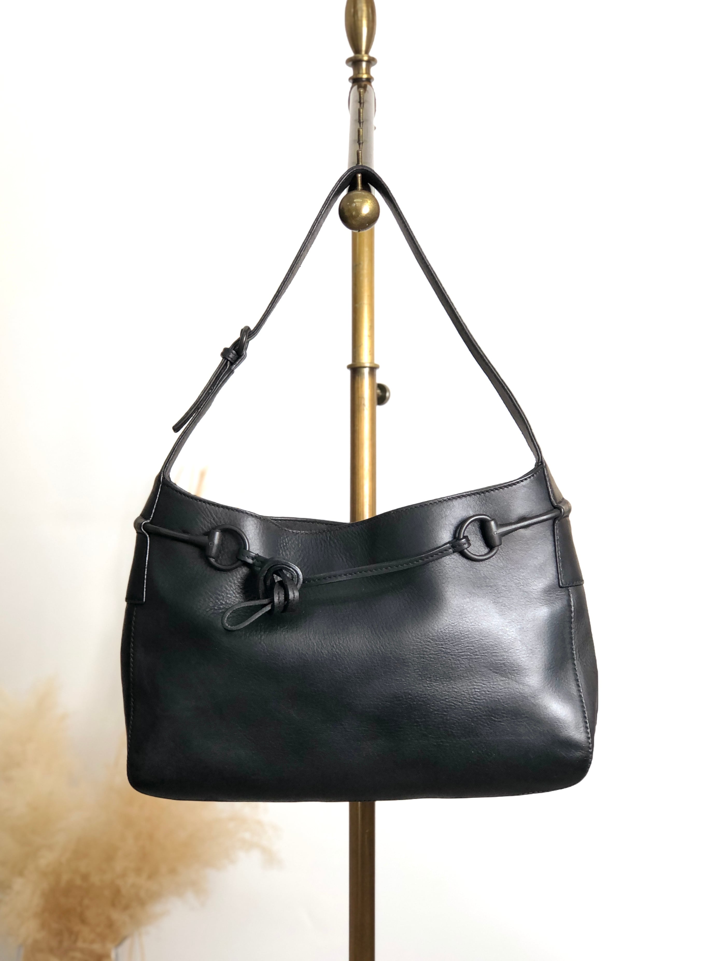 GUCCI グッチ ショルダーバッグ ブラック ホースビット レザー ホーボーバッグ vintage ヴィンテージ オールド s3x3cn