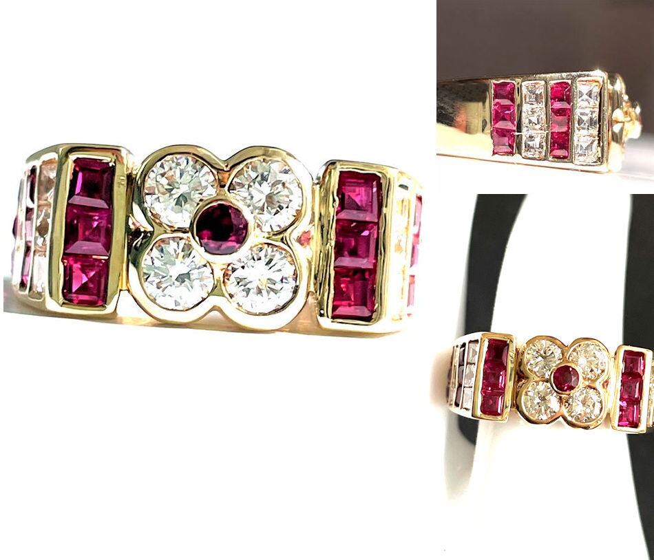 adler アドラー K18YG 35P ダイヤモンド ルビー リング パヴェ 指輪 王家 王族 ヴィンテージ