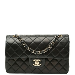 シャネル ココマーク マトラッセ23 ダブルフラップ チェーンショルダーバッグ ブラック ラムスキン レディース CHANEL 【中古】