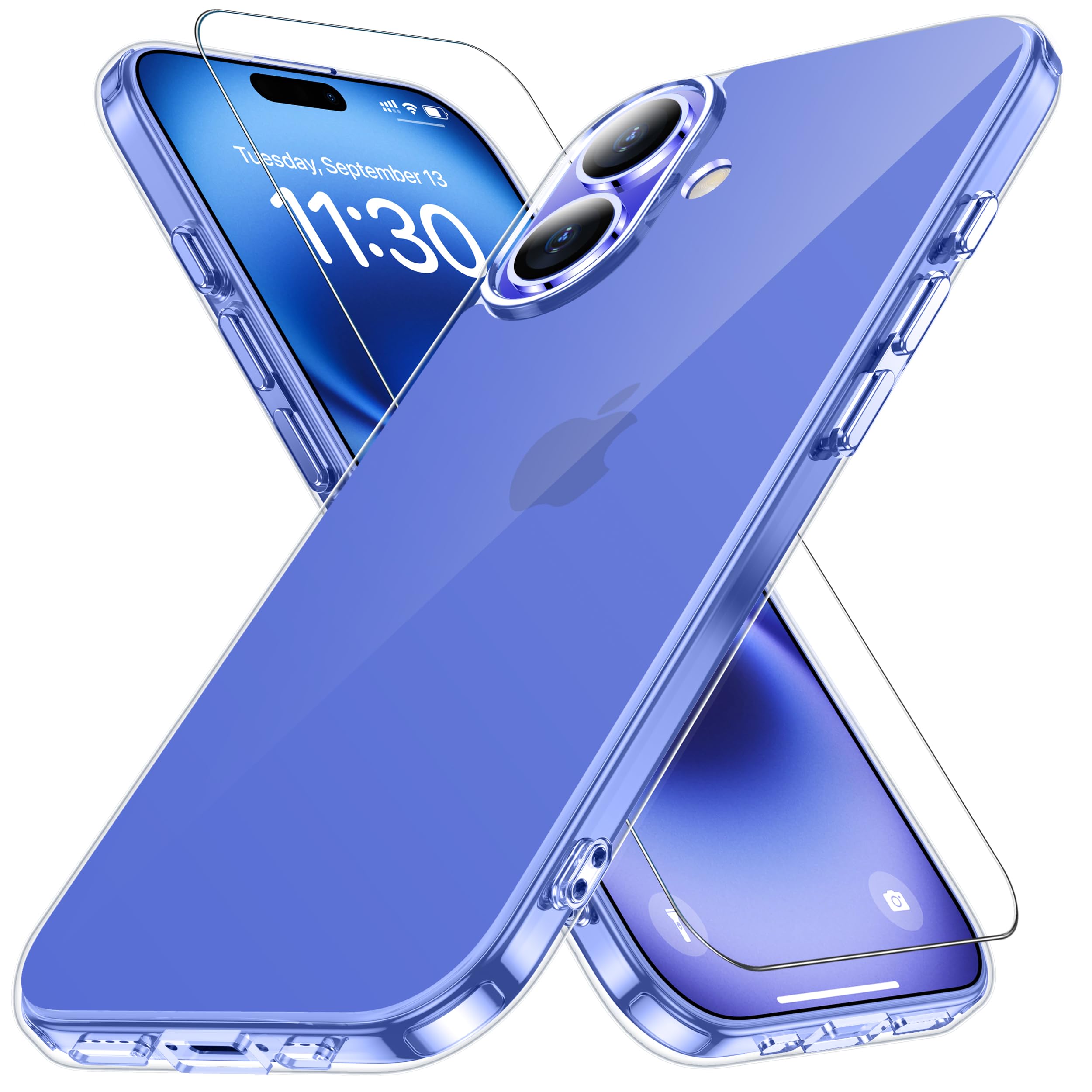 iPhone16 用 ケース クリア 耐衝撃 ガラスフィルム付き アイフォン16 用 ケース 米軍MIL規格 耐久性 黄ばみ防止 アイホン16 用
