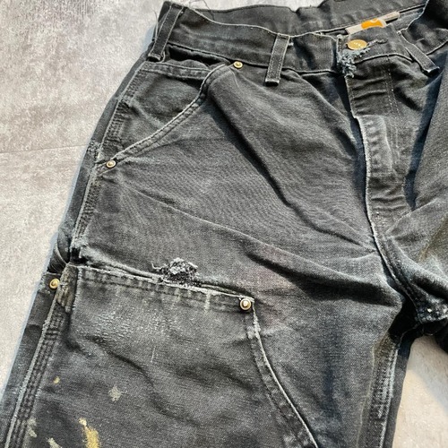 00s USA製 ブラック ダブルニー Carhartt B01 29×30 詳細写真13