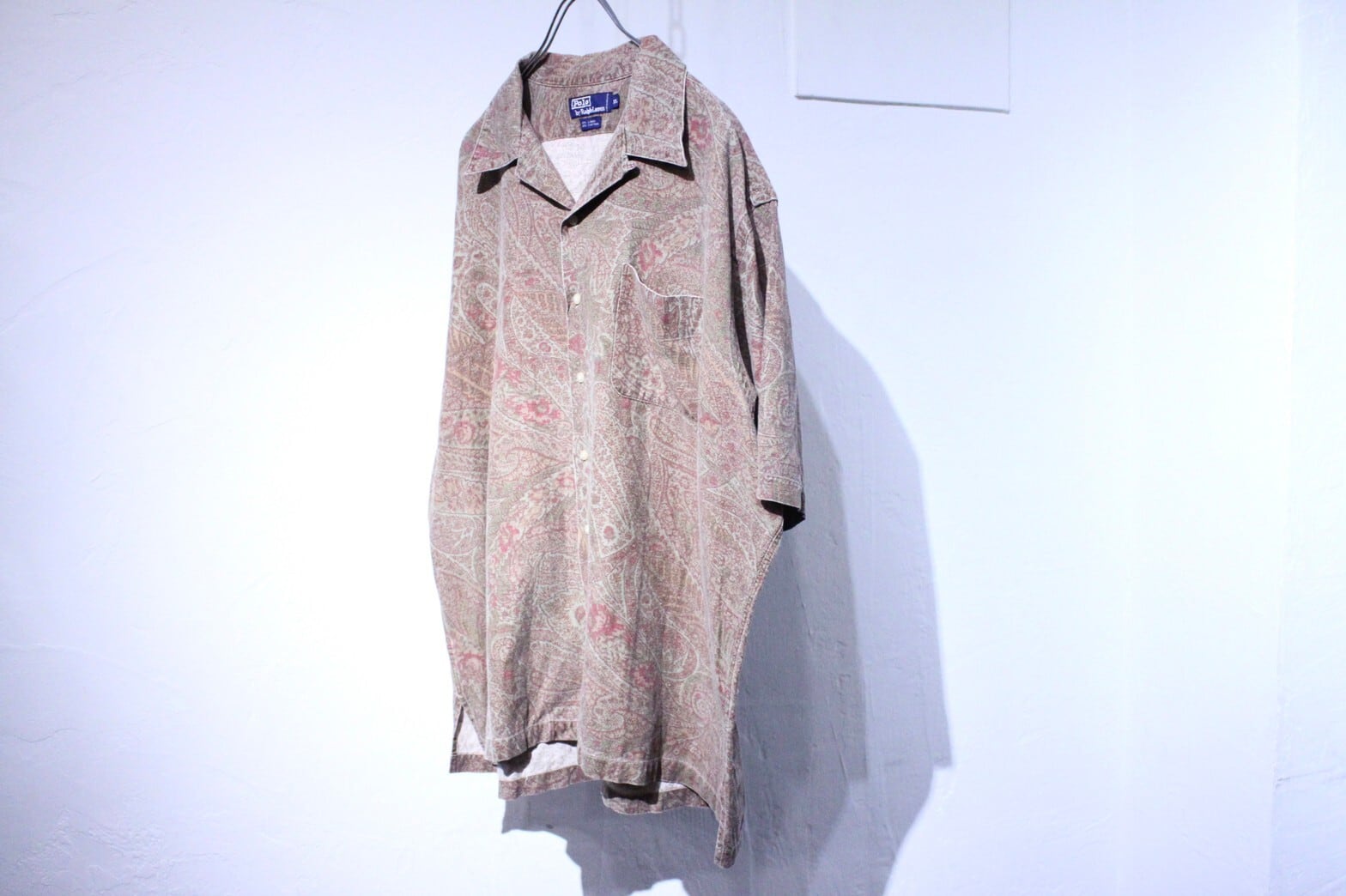 90s Ralph Lauren Linen×Cotton Open Collar Shirt