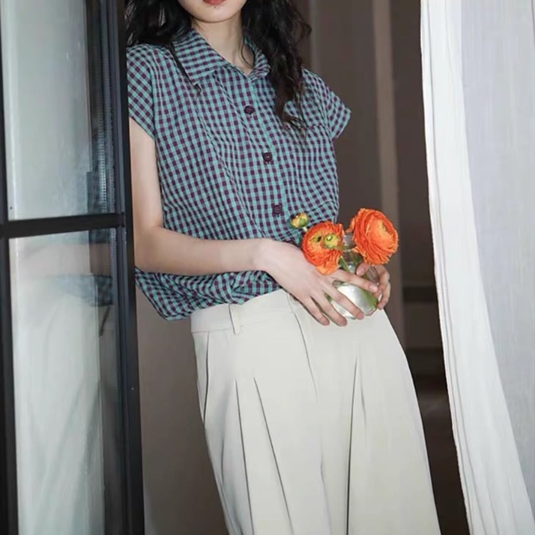 mint check rétro shirt