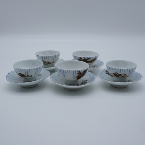 白磁　茶杯＆茶托　5個セット