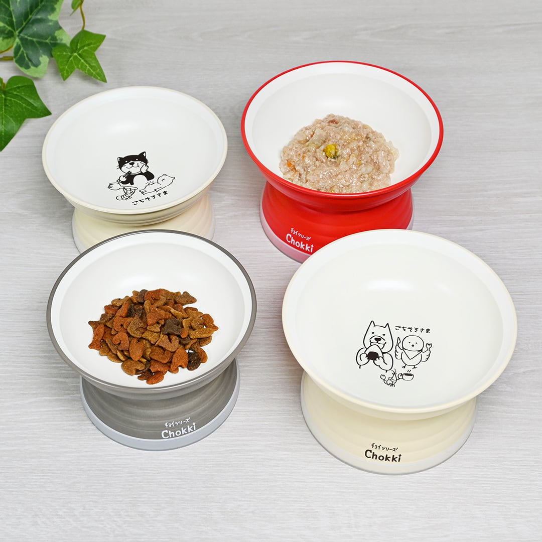 猫用】チョイあげの食器「Chokki(ﾁｮｯｷ)」祝レッド | ここ掘れ わんわん！