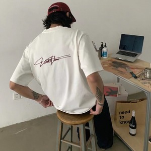 Script embroidery back print tee 1398